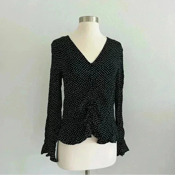 H&M Polka Dot Blouse Top Sz 2 Classic Style - Picture 1 of 8